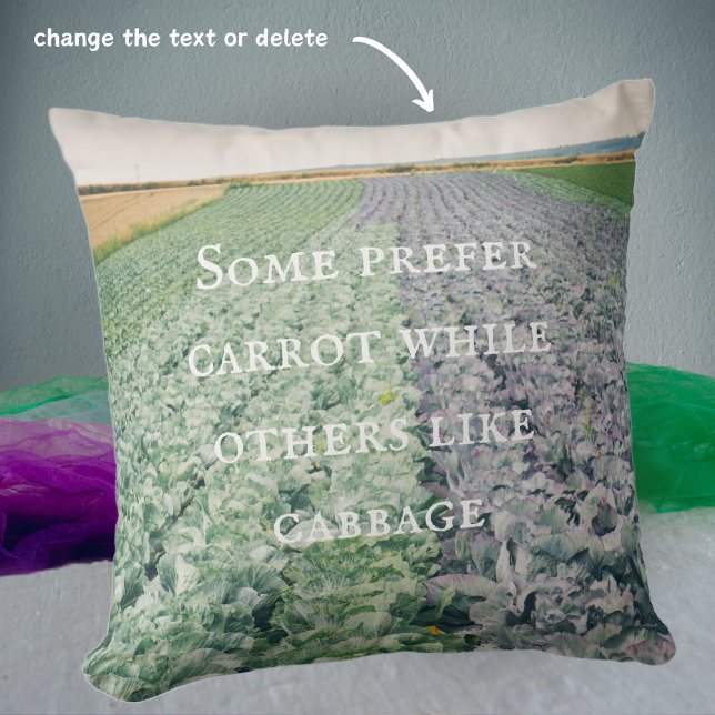 Cabbage Field: green&purple Throw Pillow (Creator Uploaded)