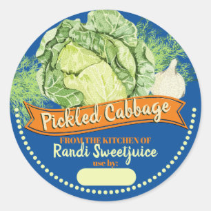 Cabbage garlic pickled personalized canning label