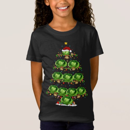 Cabbage Lover Xmas Lighting Santa Cabbage Christma T_Shirt