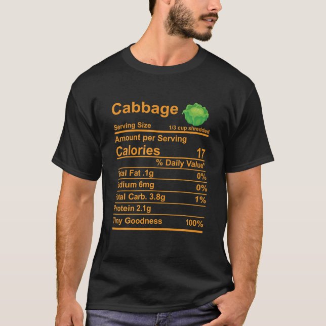 Cabbage Nutrition Food Facts Thanksgiving Costume T-Shirt (Front)