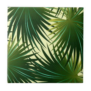 Cabbage palm leaf ceramic tile
