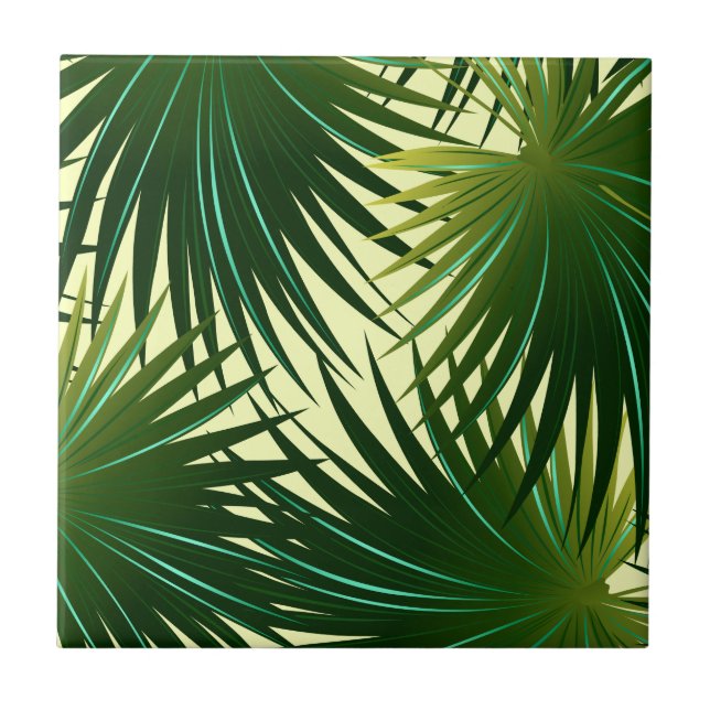 Cabbage palm leaf ceramic tile (Front)