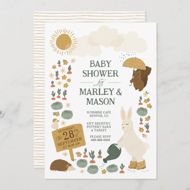 Cabbage Patch Shower Bunny Baby Shower Invitation (Front/Back)