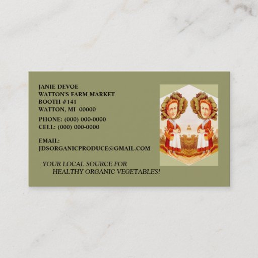 Customizable CABBAGE PATCH WOMAN w/ FARM PRODUCE BUSINESS CARDS