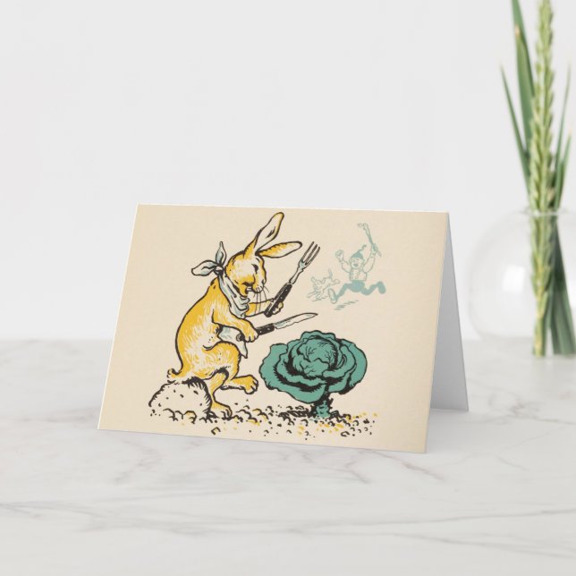 "Cabbage Rabbit" Greeting Card (Front)