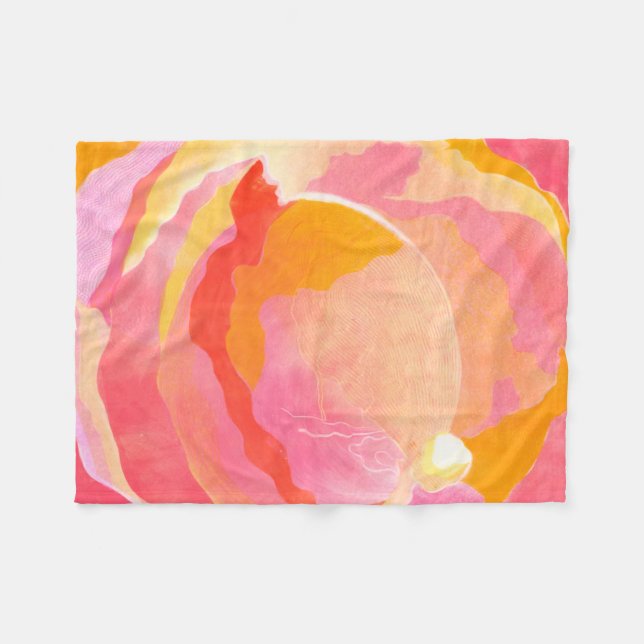 Cabbage Rose III Fleece Blanket (Front (Horizontal))