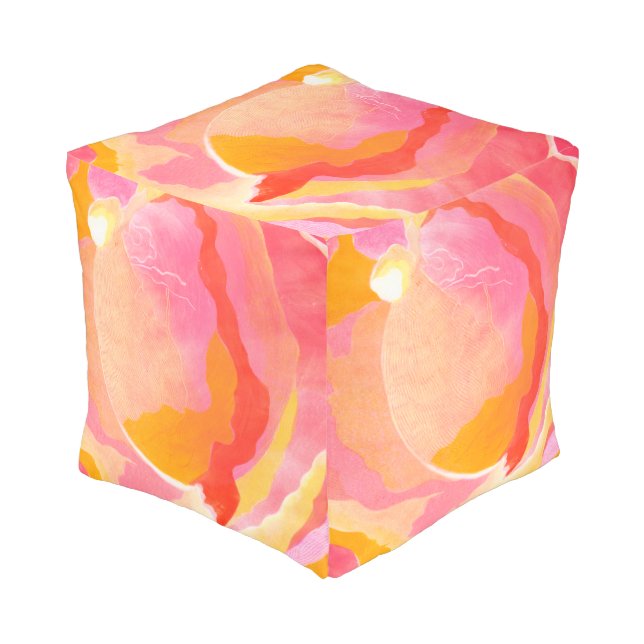 Cabbage Rose III Pouf (Angled Front)