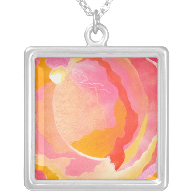 Cabbage Rose III Silver Plated Necklace (Front)