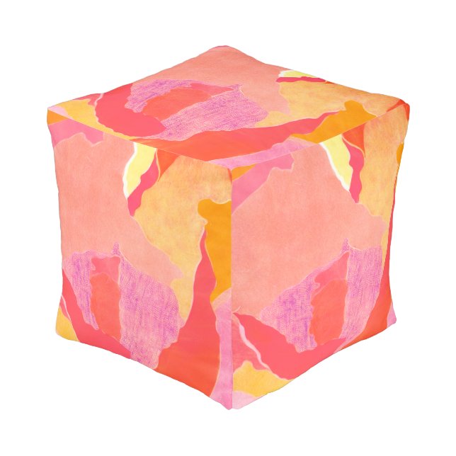 Cabbage Rose IV Pouf (Angled Front)