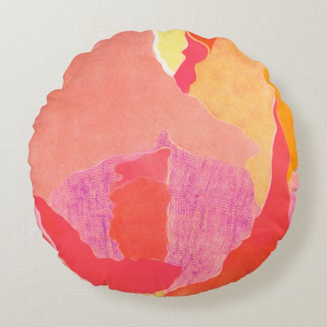 Cabbage Rose IV Round Pillow (Front)