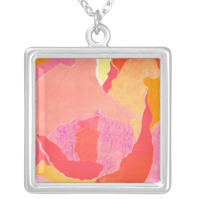 Cabbage Rose IV Silver Plated Necklace (Front)