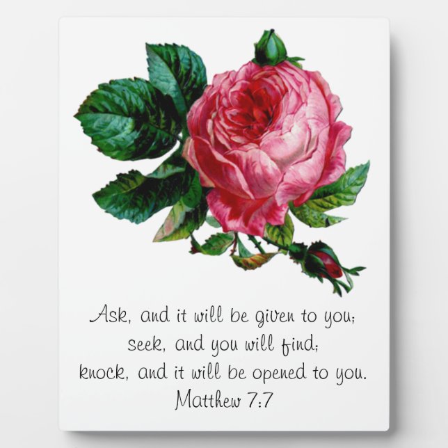 Cabbage Rose Scripture Plaque (Front)