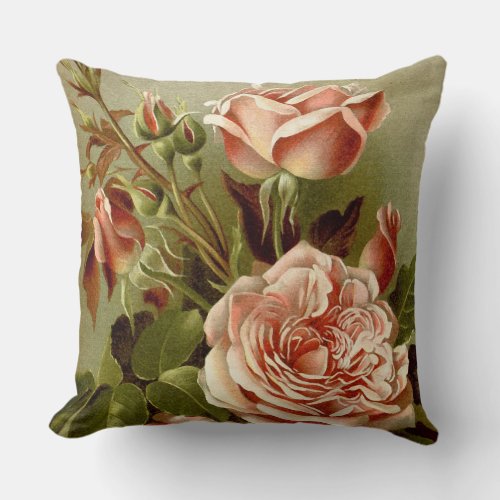 Cabbage Rose Throw Pillow