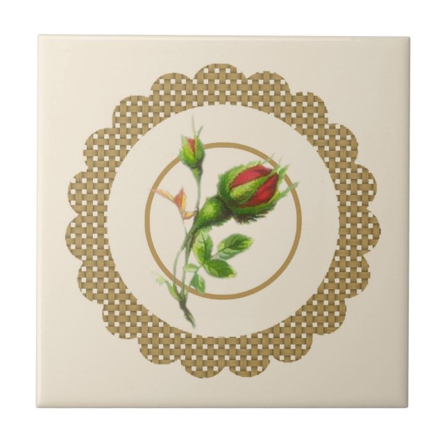 Cabbage Rose Tile (Front)