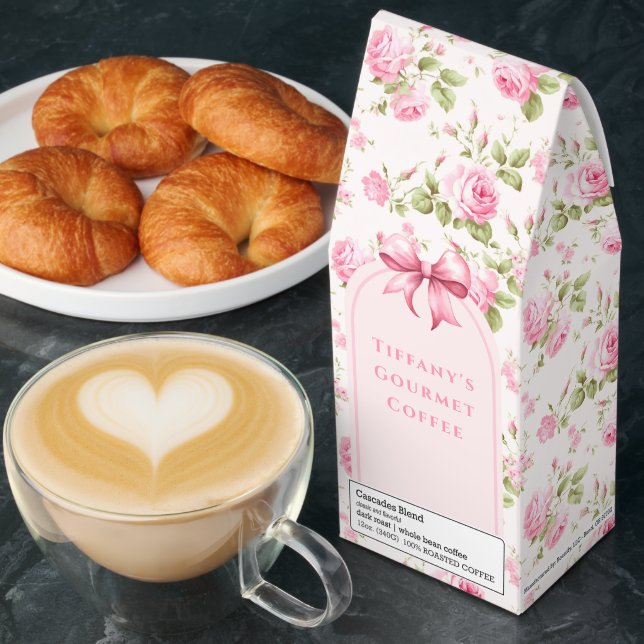 Cabbage Rose with Coquette Pink Bow Roasted Coffee









