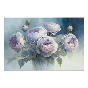 Cabbage Roses in Vase Decoupage Paper Poster