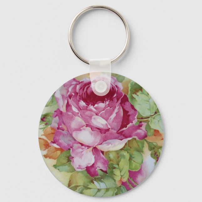 Cabbage Roses Keychain (Front)