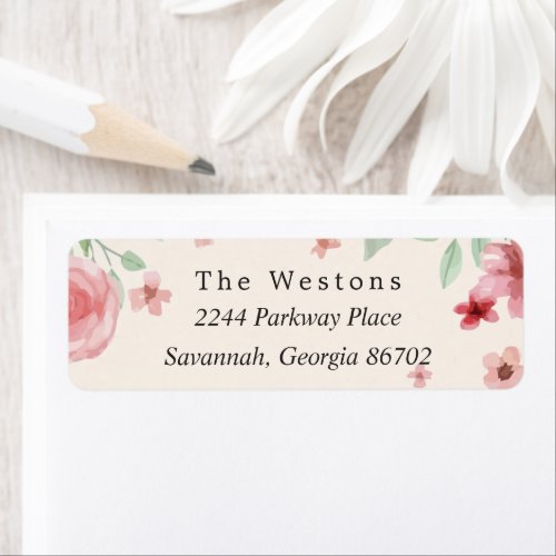 Cabbage Roses Watercolor Label
