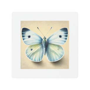 Cabbage White Butterfly 190724IREF226 - Watercolor Metal Print