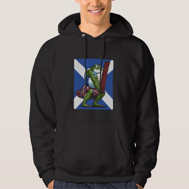 Caber Toss Frog Scottish Hoodie (Front)