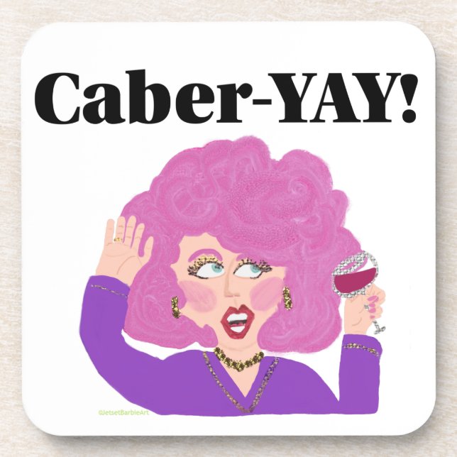 Caber-YAY wine lady coaster (Front)