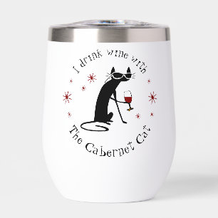 Cabernet Cat Fan Thermal Wine Tumbler