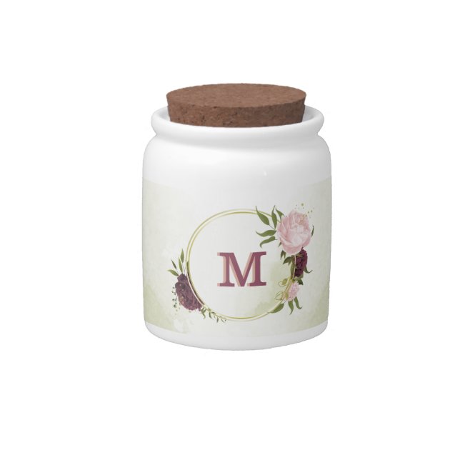 cabernet pink floral greenery  candy jar (Front)