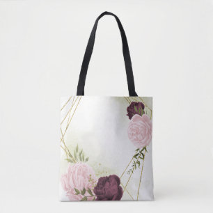 cabernet pink floral greenery  tote bag