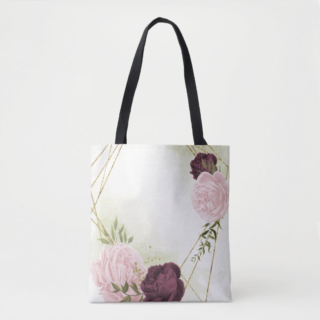 cabernet pink floral greenery  tote bag (Front)