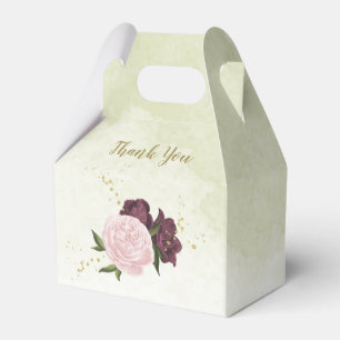 cabernet pink floral greenery wedding favor boxes