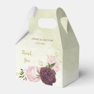 cabernet pink floral greenery wedding favor boxes
