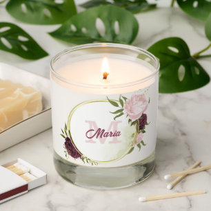 cabernet purple and pink flowers wedding scented candle
