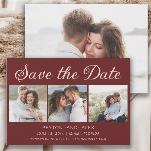 Cabernet Red 4_Photo 2_Sided Wedding Save Date  Save The Date