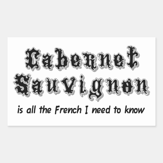Cabernet Sauvignon  Rectangular Sticker (Front)
