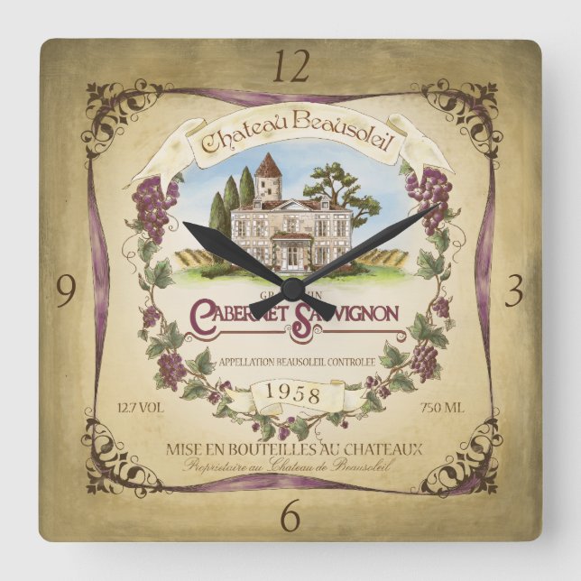 Cabernet Sauvignon Wine Wall Clock (Front)