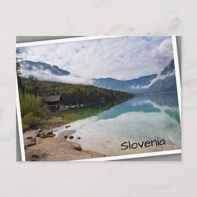 Cabin alongside Bohinj Lake in Slovenia Postcard (Front)
