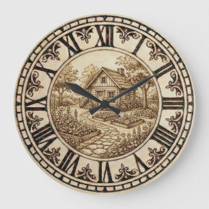 Cabin and Garden - Wall Clock