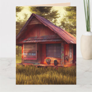 CABIN ART BIRTHDAY GREETING CARD