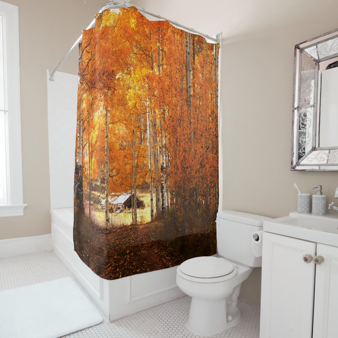 Cabin Aspen Autumn Utah Zion Shower Curtain Zazzle