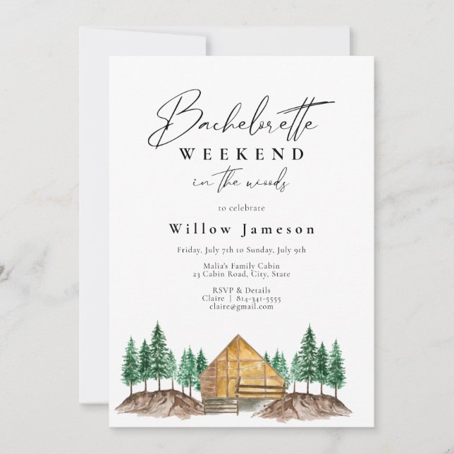 Cabin Bachelorette Weekend in the Woods Invitation (Front)