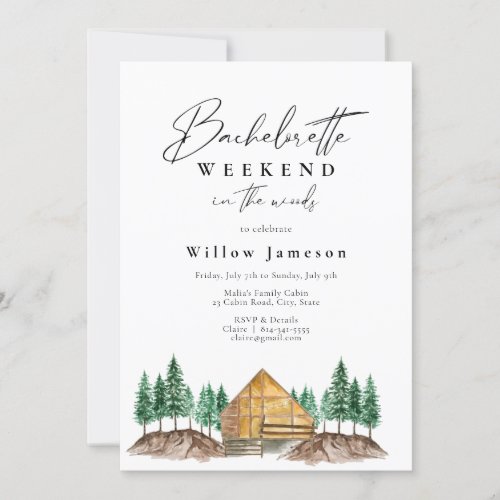 Cabin Bachelorette Weekend in the Woods Invitation