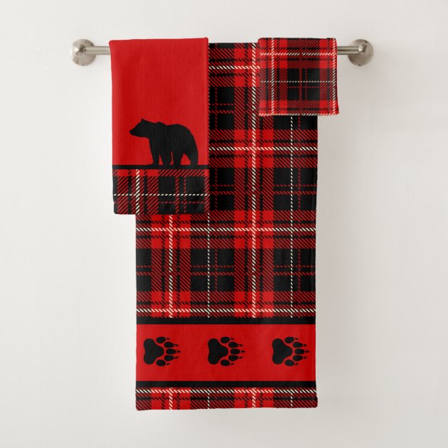 Red and black on sale bath towels