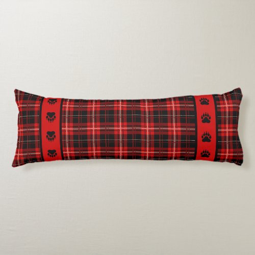 Cabin Bear Red and Black Plaid Body Pillow