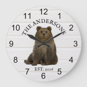 Cabin Bears Forest wood Personalized Mountain   Large Clock