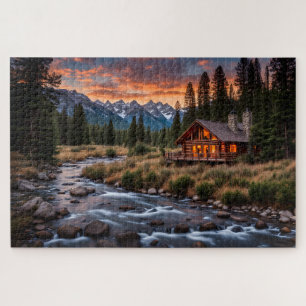 Cabin Beside a River Jigsaw Puzzle