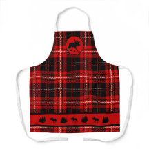 Cabin Black Moose Red Plaid