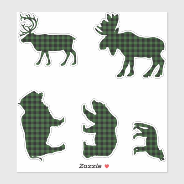 Cabin Buffalo Plaid Lumberjack Check Pattern Green Sticker (Sheet)