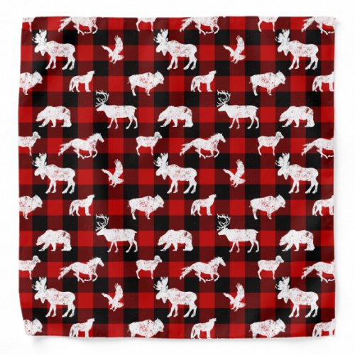 Cabin Buffalo Plaid Lumberjack Check Pattern Red Bandana