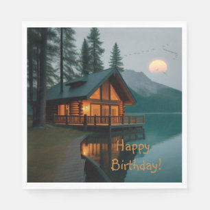 Cabin By Lake Birthday Napkins