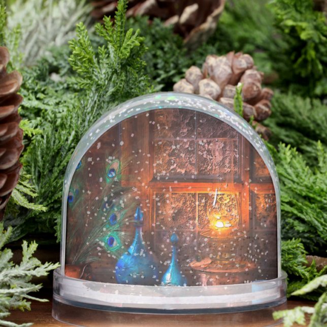 Cabin by lamplight scene rustic winter snow globe (Creator Uploaded)